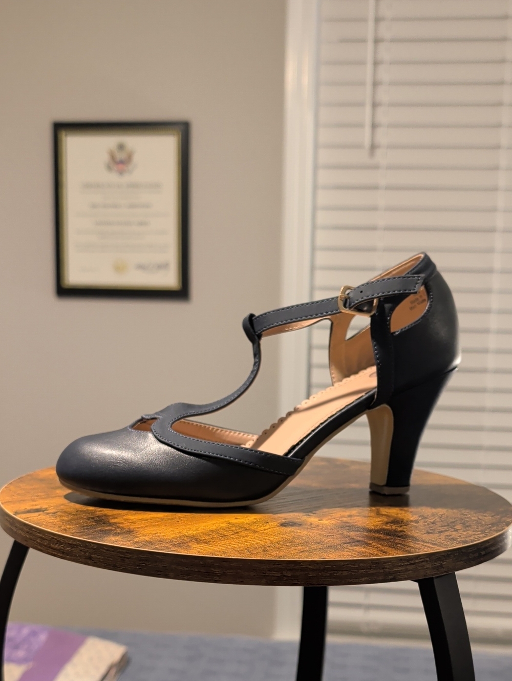 Classic Navy T-Strap Women’s Dress Heels